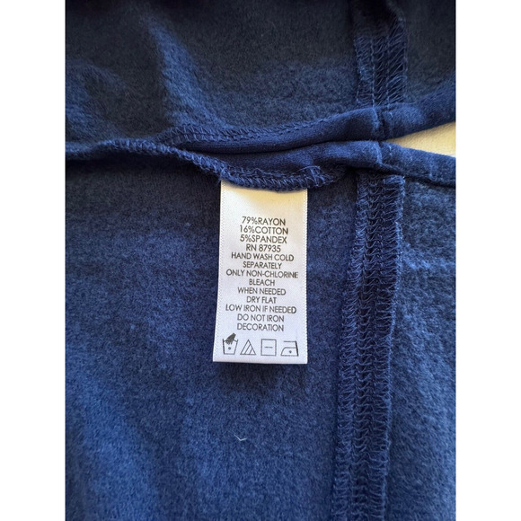 Susan Graver Knit Top Tunic Plus 2X Blue Embellished Pullover Artsy Crew Neck - Picture 5 of 7